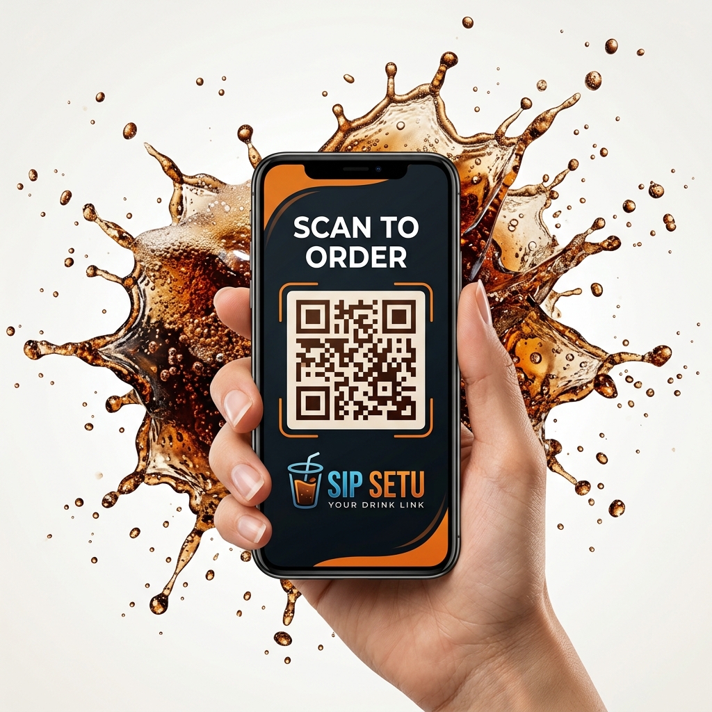 Hand holding phone scanning QR code